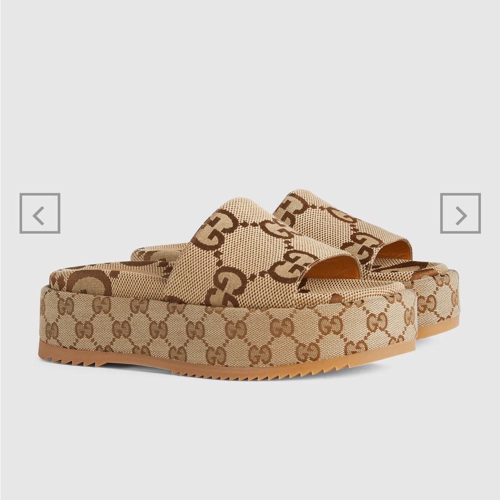 Gucci Beige and Brown Platform Sandals